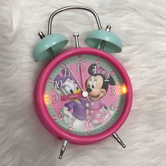 Disney Children's Alarm Clock  NWOB  Minnie and Daisy  Pink And Green - Picture 7 of 7
